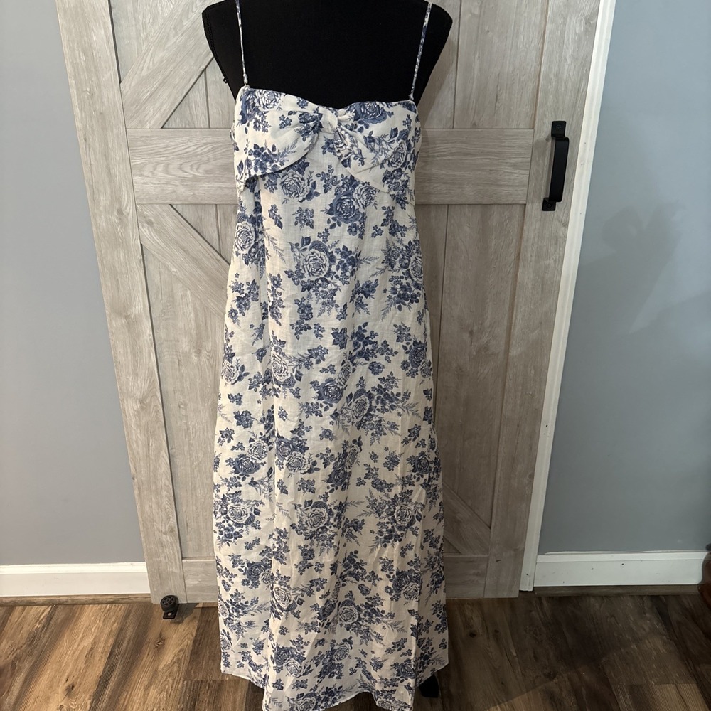 CAMI NYC Tilney Linen Stonewash Floral Maxi Sundress Dress Women's XL